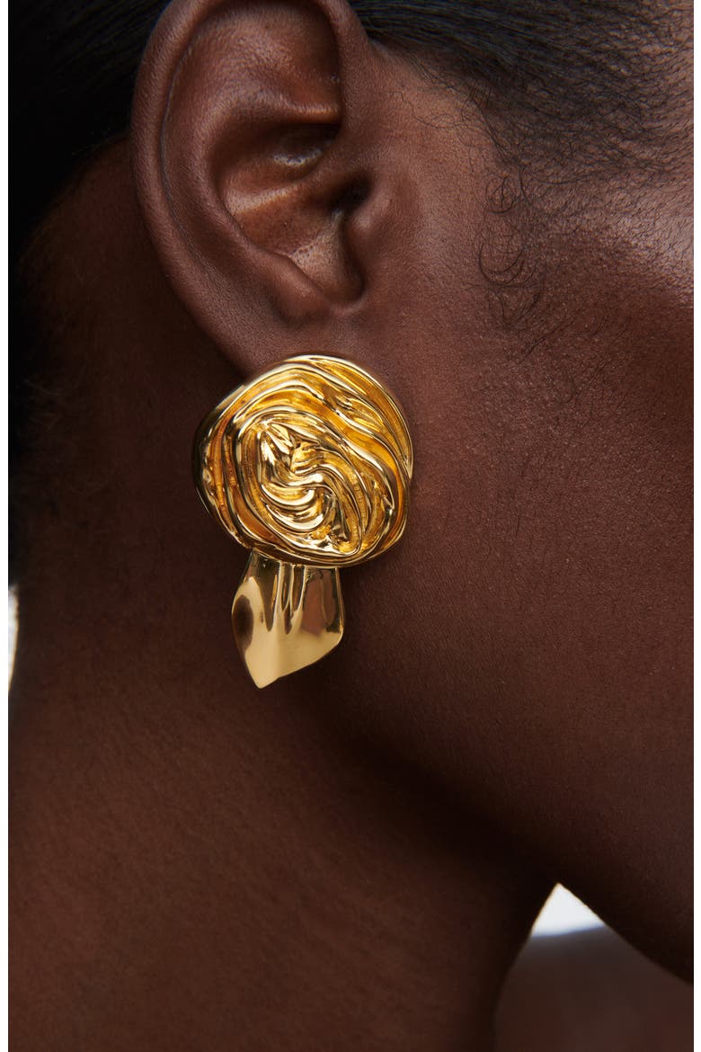 Rosette Stud Earrings, Alternate, color, GOLD