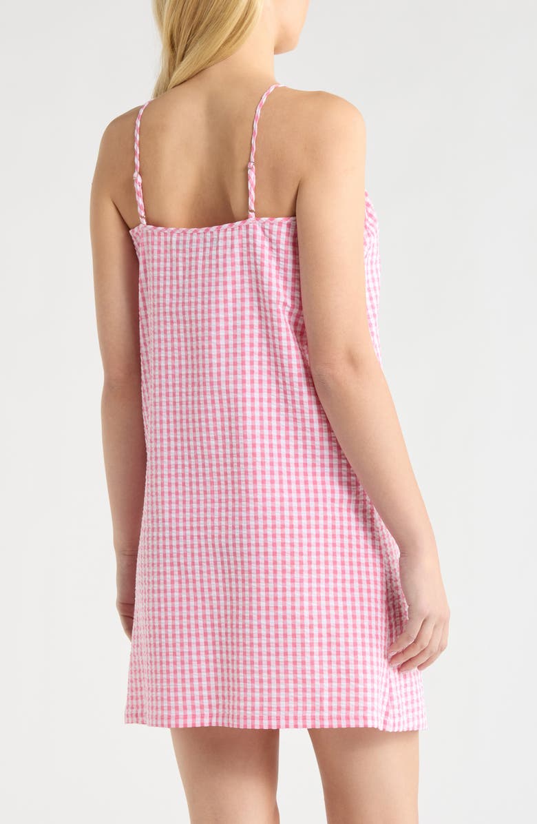 French Connection Gingham Seersucker Chemise, Alternate, color, Pink Combo
