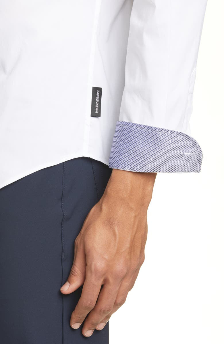 Emporio Armani Slim Fit Stretch Solid Button-Up Shirt, Alternate, color, 