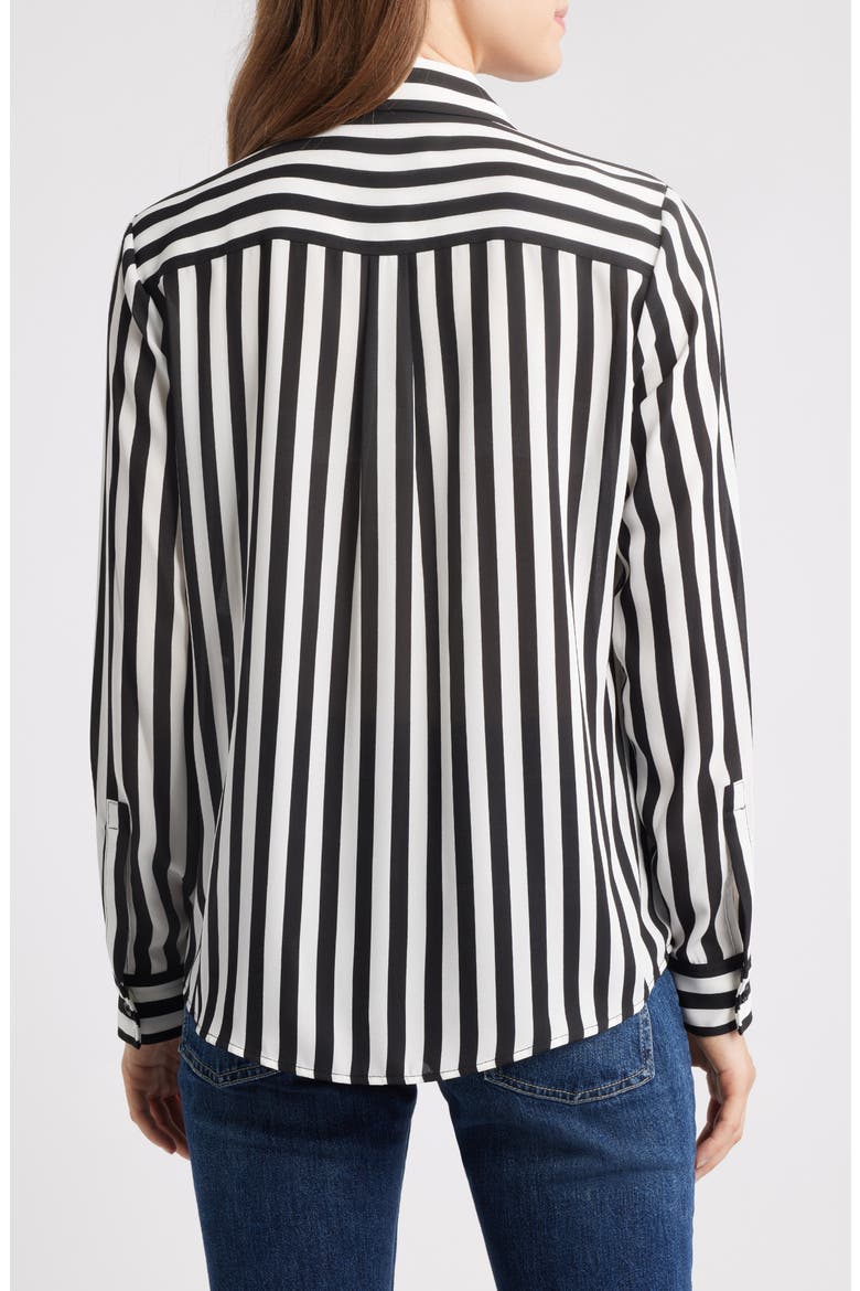 Stripe Button-Up Shirt, Alternate, color, BLACK/ VANILLA ICE