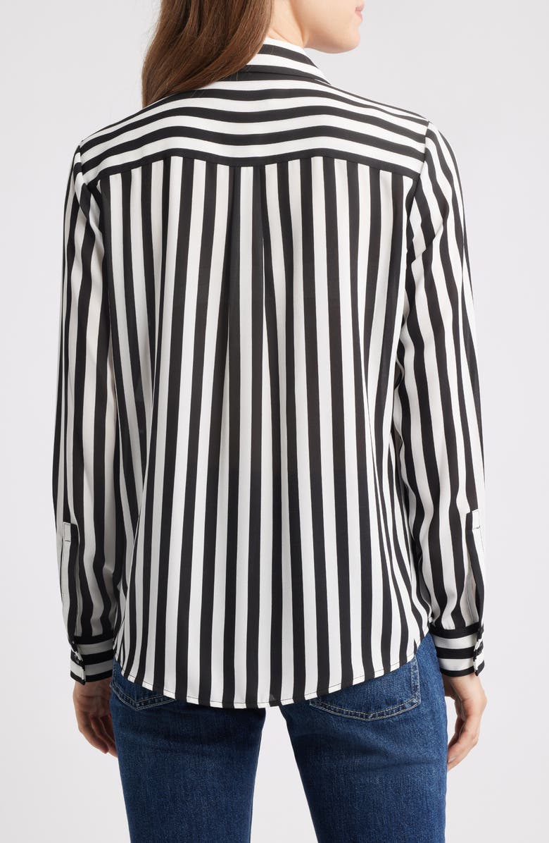 KASPER Stripe Button-Up Shirt, Alternate, color, Black/ Vanilla Ice