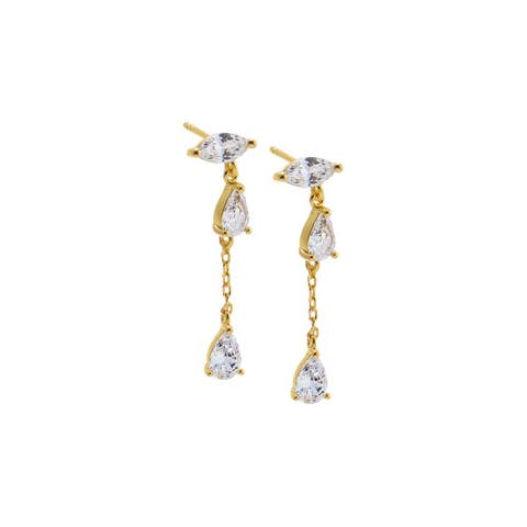 Multi Shape Drop Chain Stud Earring