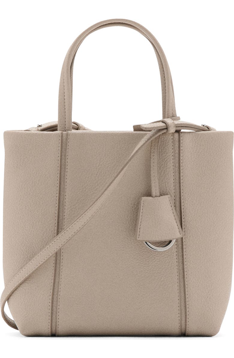 MANGO Mini Faux Leather Tote, Main, color, Off White