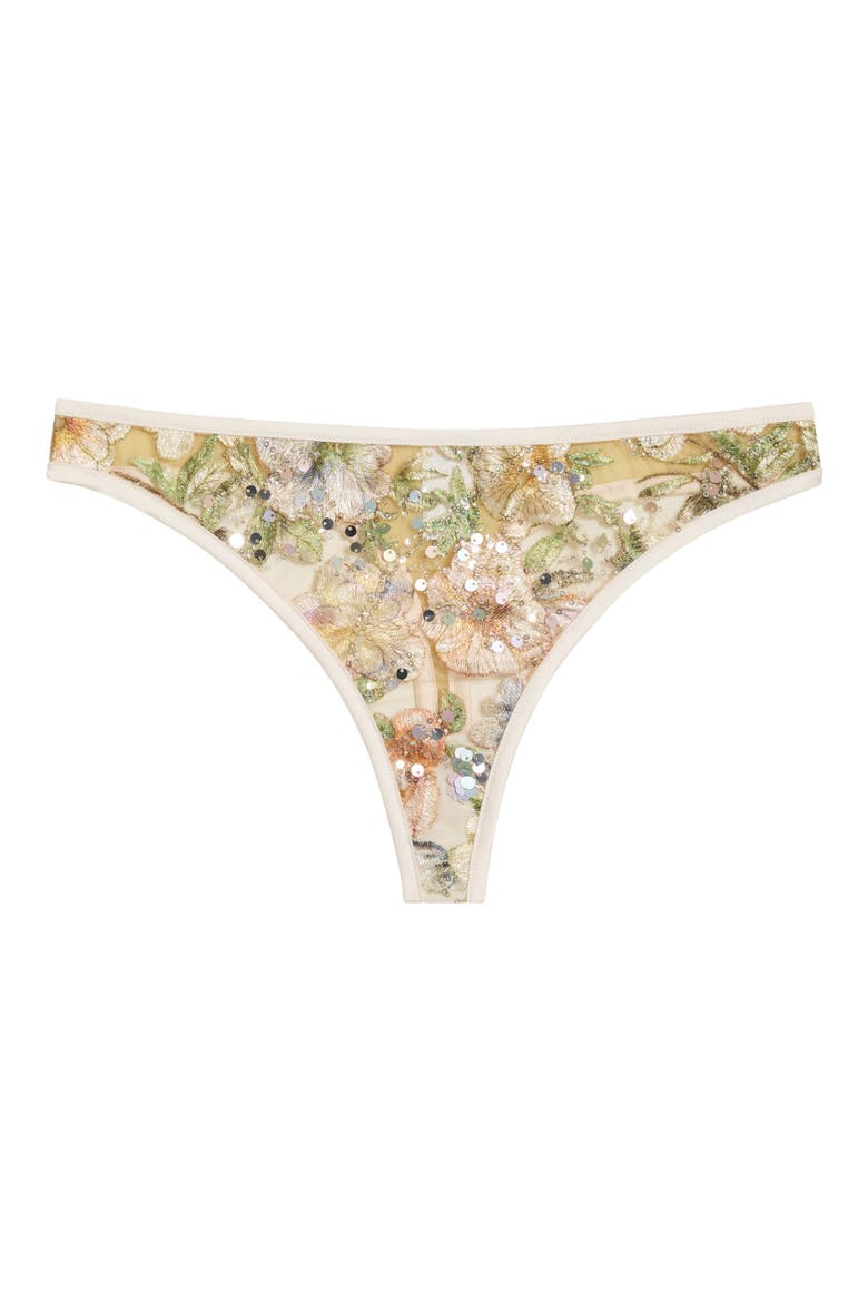 Embroidered Thong, Alternate, color, CHAMPAGNE SPARKLE