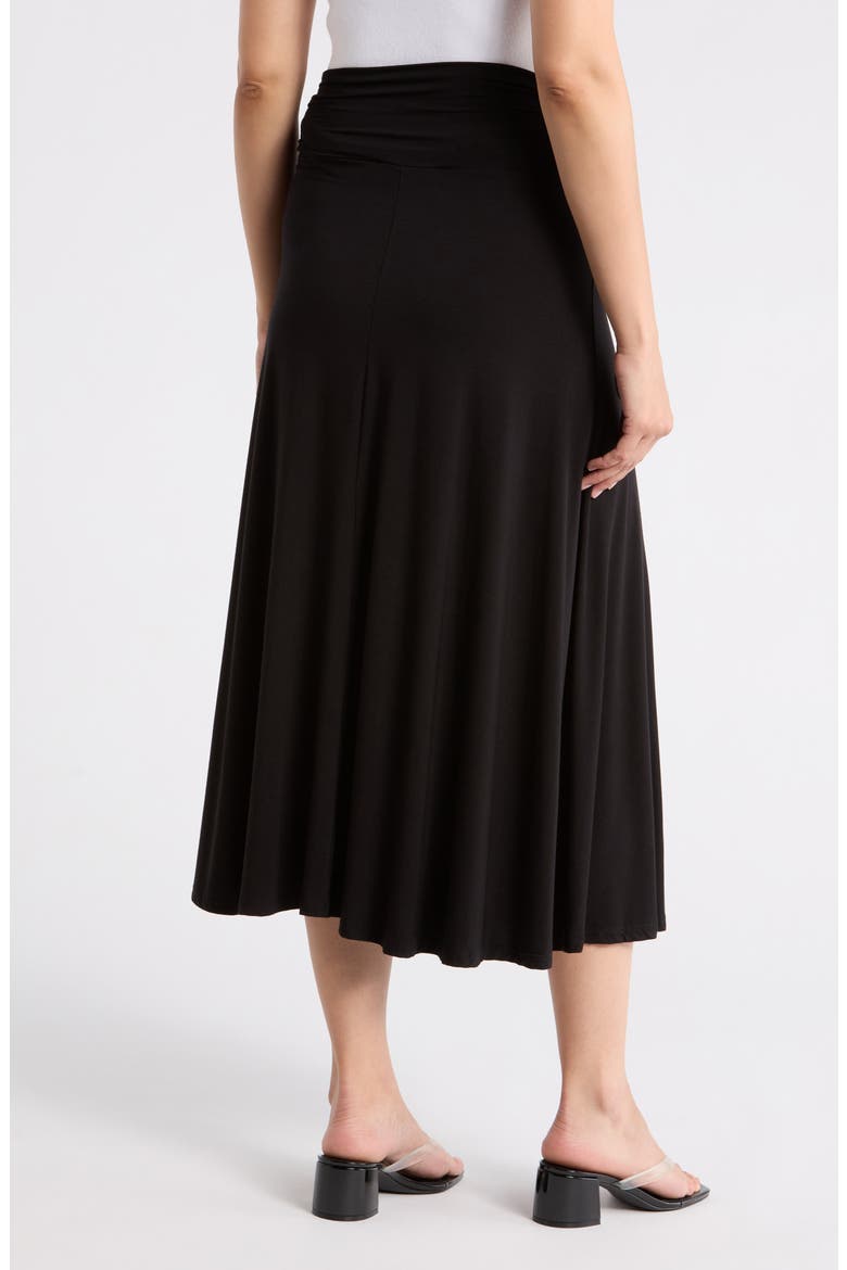 Foldover Waist Midi Skirt, Alternate, color, BLACK