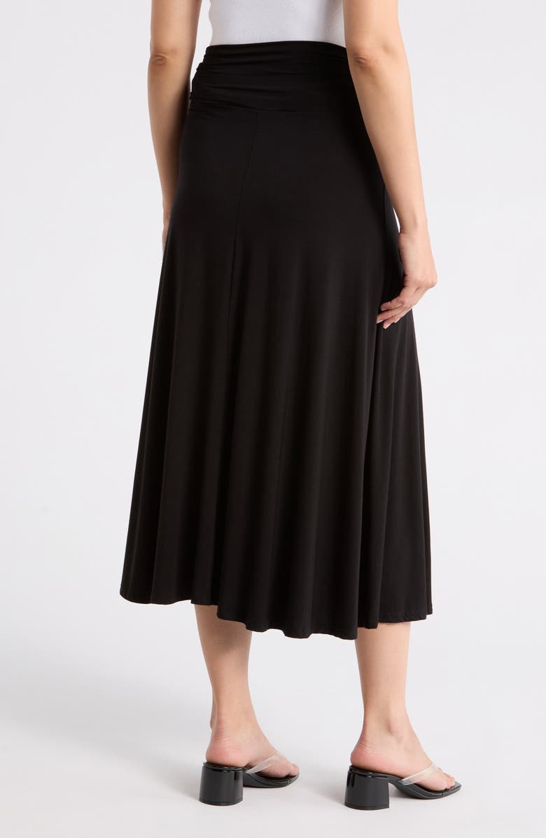 Renee C Foldover Waist Midi Skirt, Alternate, color, Black