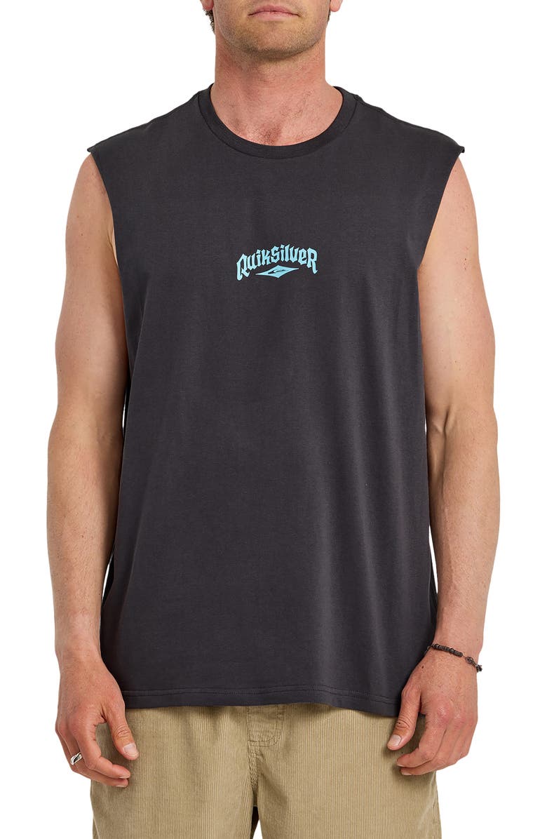 Quiksilver Diamond Arch Sleeveless Cotton Graphic T-Shirt, Main, color, Phantom