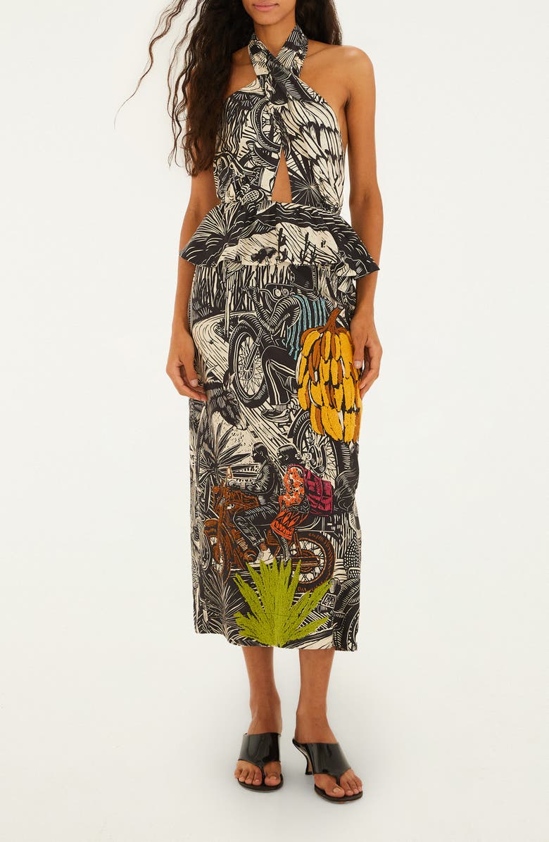 FARM Rio Ruta Embroidered Maxi Dress, Main, color, Beige