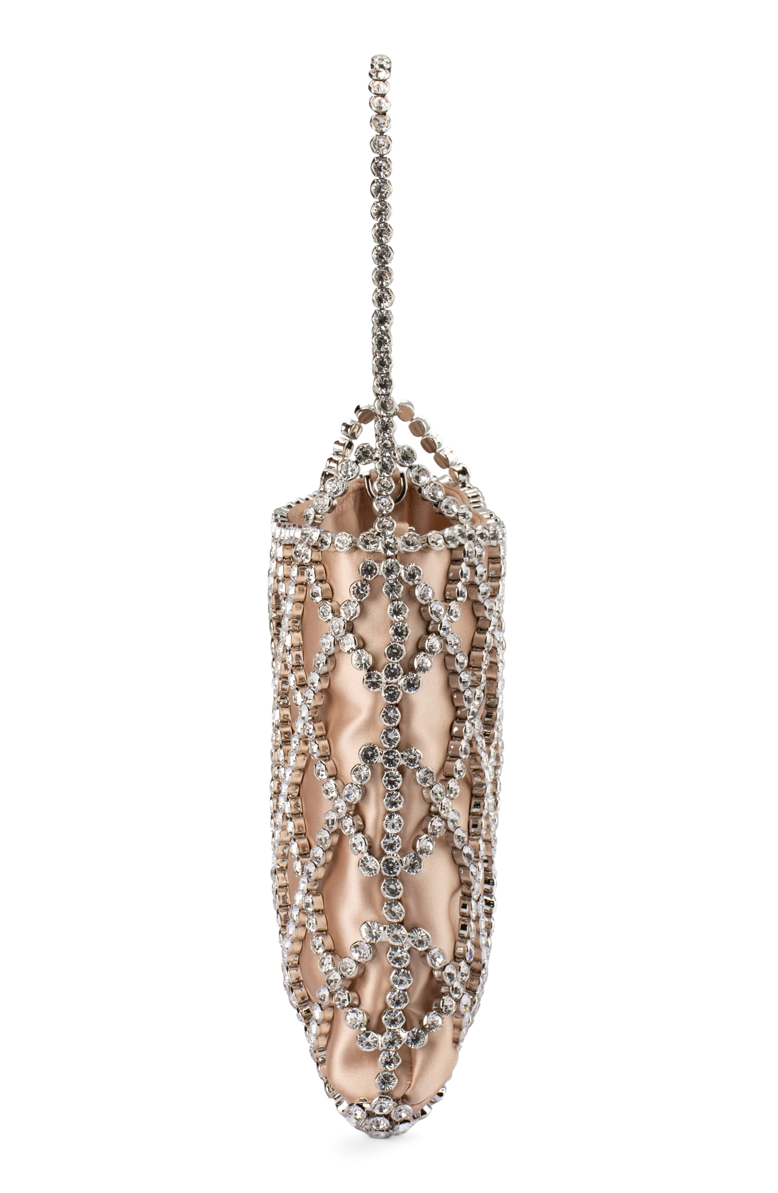 Olga Berg Kit Crystal Cage Top Handle Bag, Alternate, color, Natural