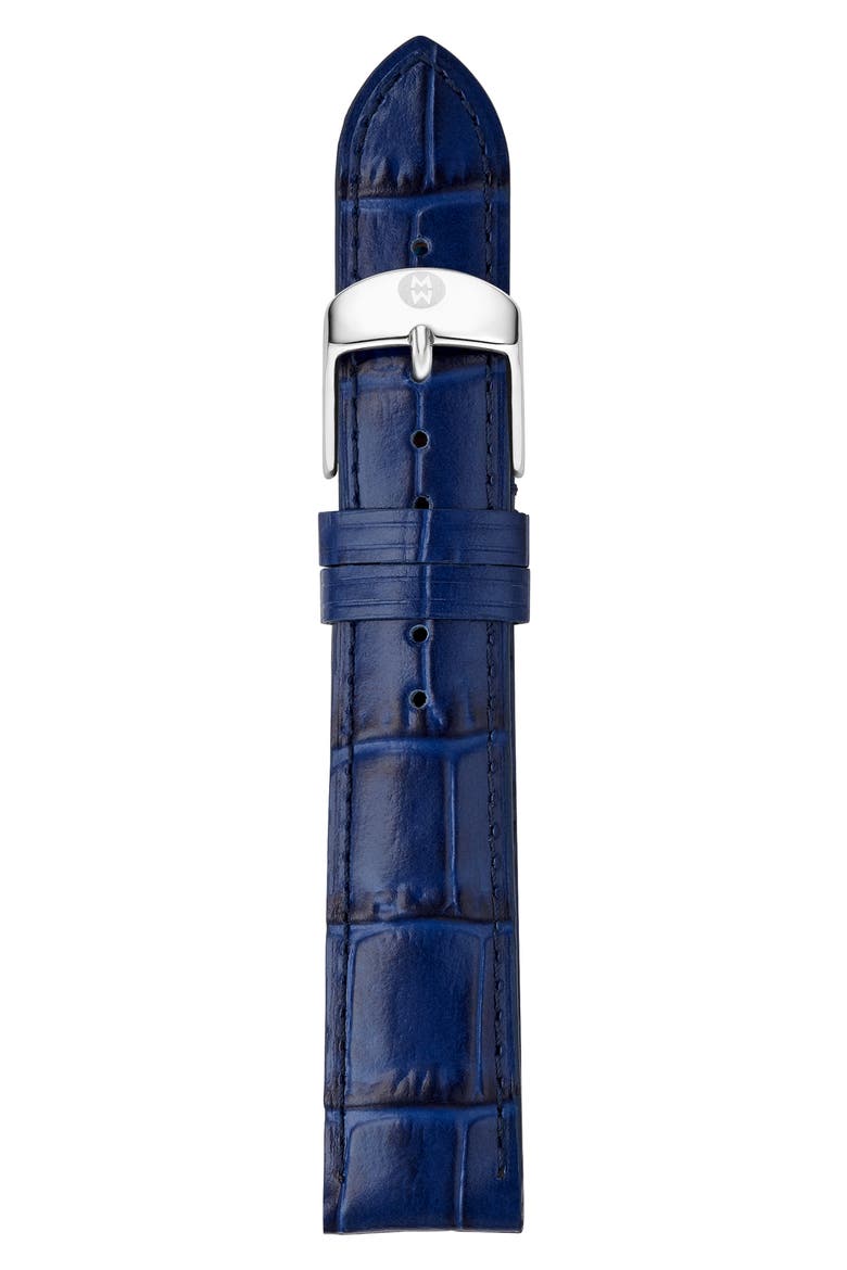 18mm Croc Embossed Watch Strap, Main, color, NAVY