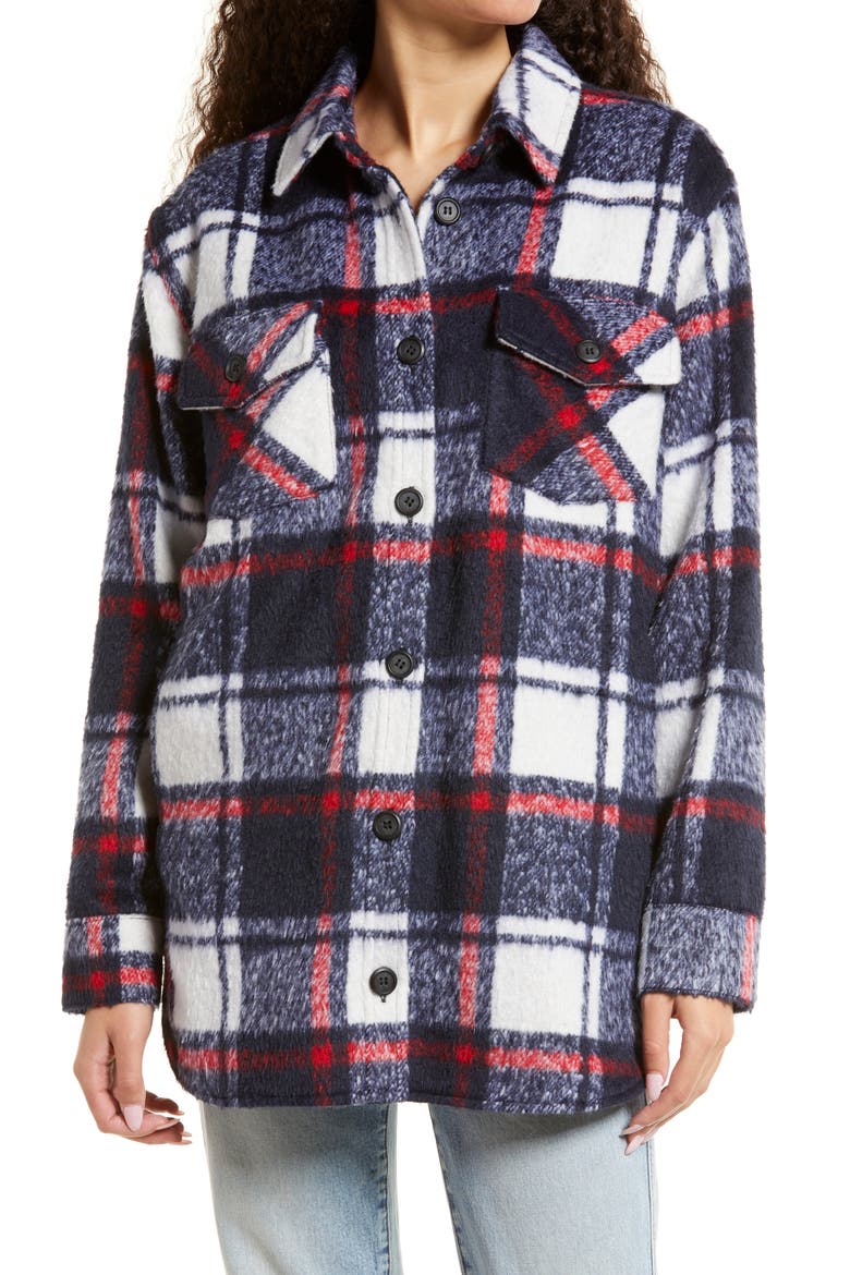 Long Shirt Jacket, Alternate, color, BLUE/ RED PLAID