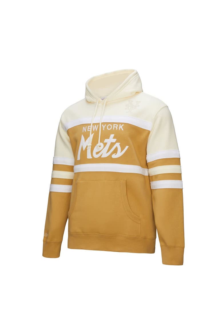 Men's Mitchell & Ness Tan/Cream New York Mets Head Coach Pullover Hoodie, Alternate, color, Tan