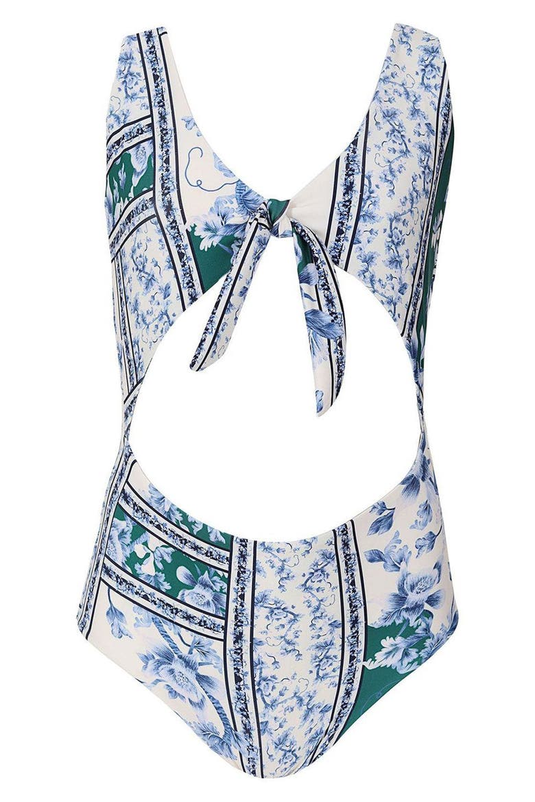 Kids' Iliana Ivy Cutout Reversible One-Piece Swimsuit, Main, color, BLUE MULTI