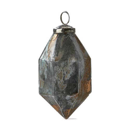 Tag Lustrous Yellow Faceted Glass Ornament For Christmas Tree In Gray