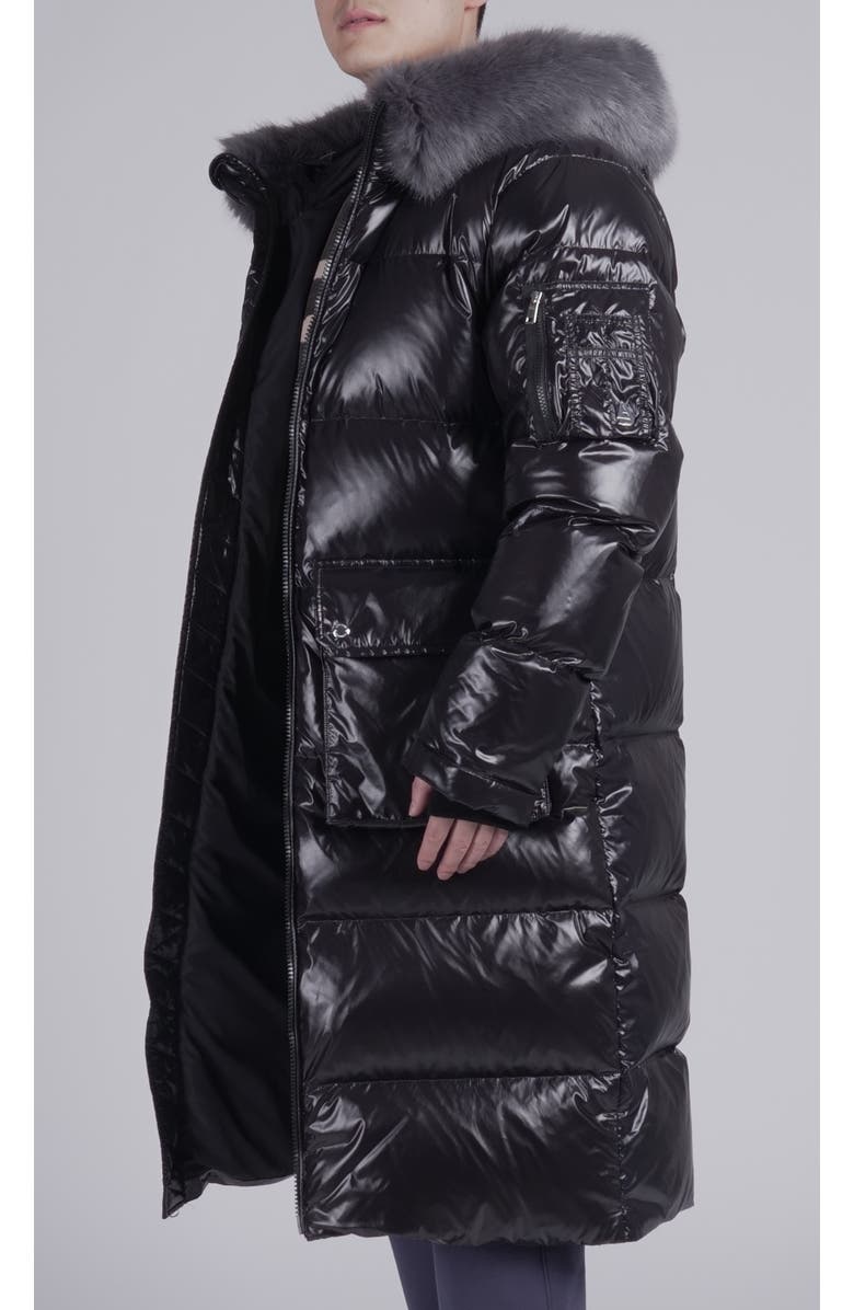 AlphaStyle Audet Mens Long Hooded Down Parka, Alternate, color, Black