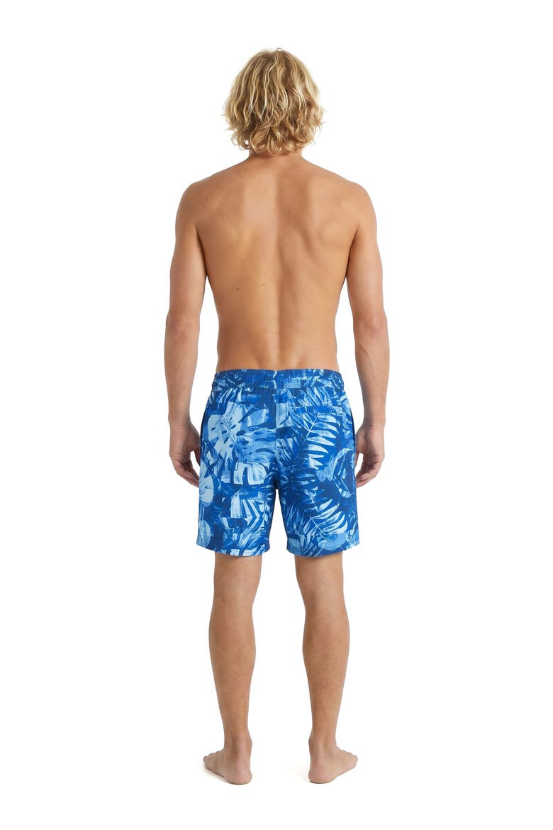 Palm Patchwork Volley Swim Shorts, Alternate, color, SURF BLUE