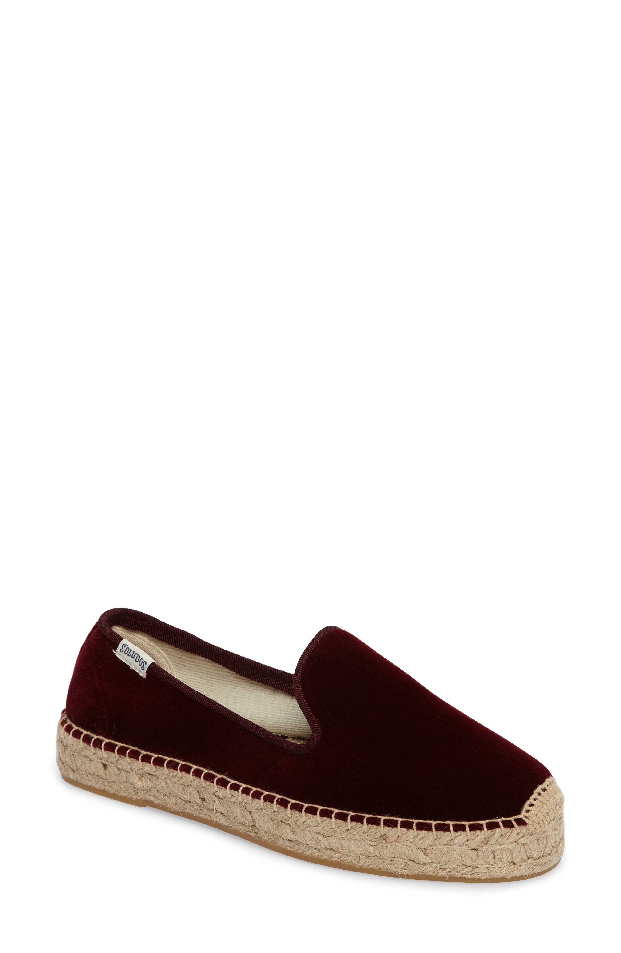 Soludos Velvet Smoking Slipper Espadrille, Main, color, 