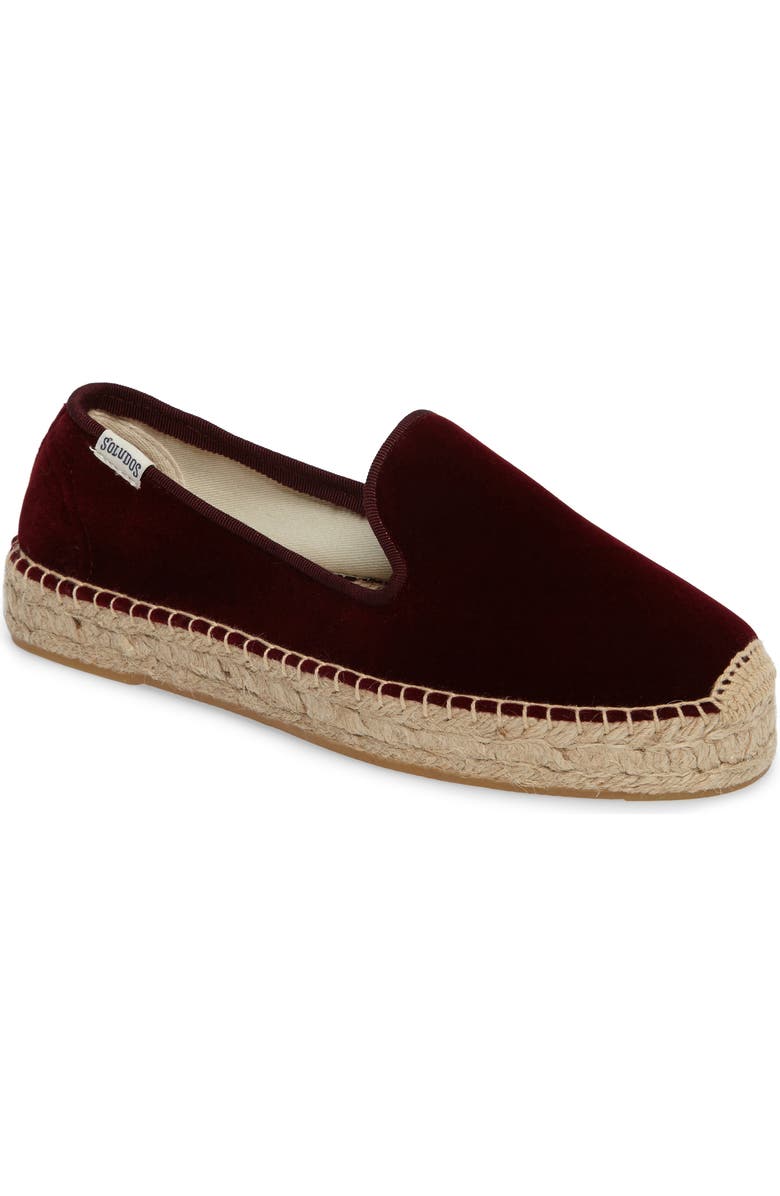 Soludos Velvet Smoking Slipper Espadrille, Main, color,