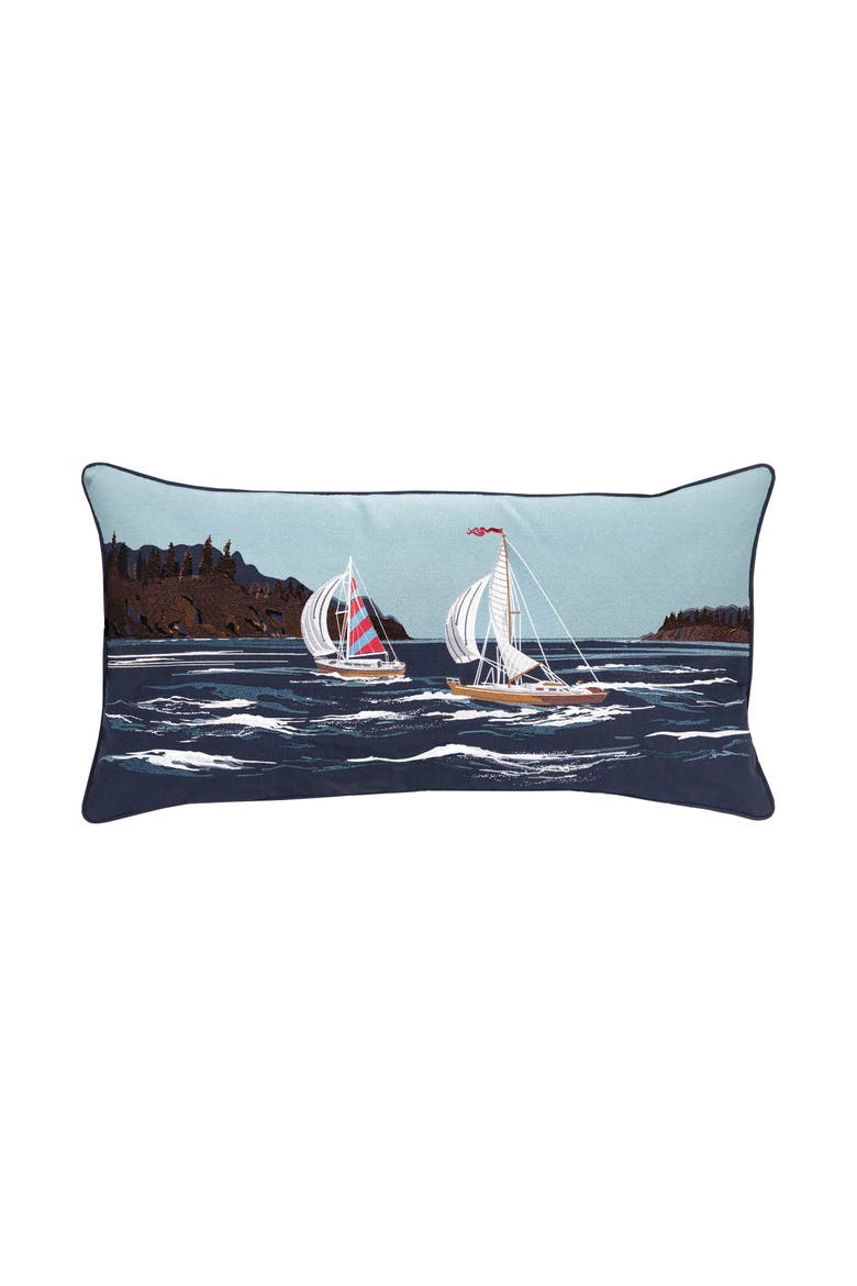 Safe Harbor Sailing Lumbar Pillow, Main, color, Blue
