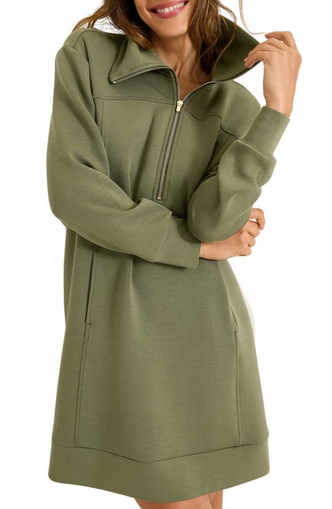 Palm Voyage Half-Zip Long Sleeve Sweatshirt Dress