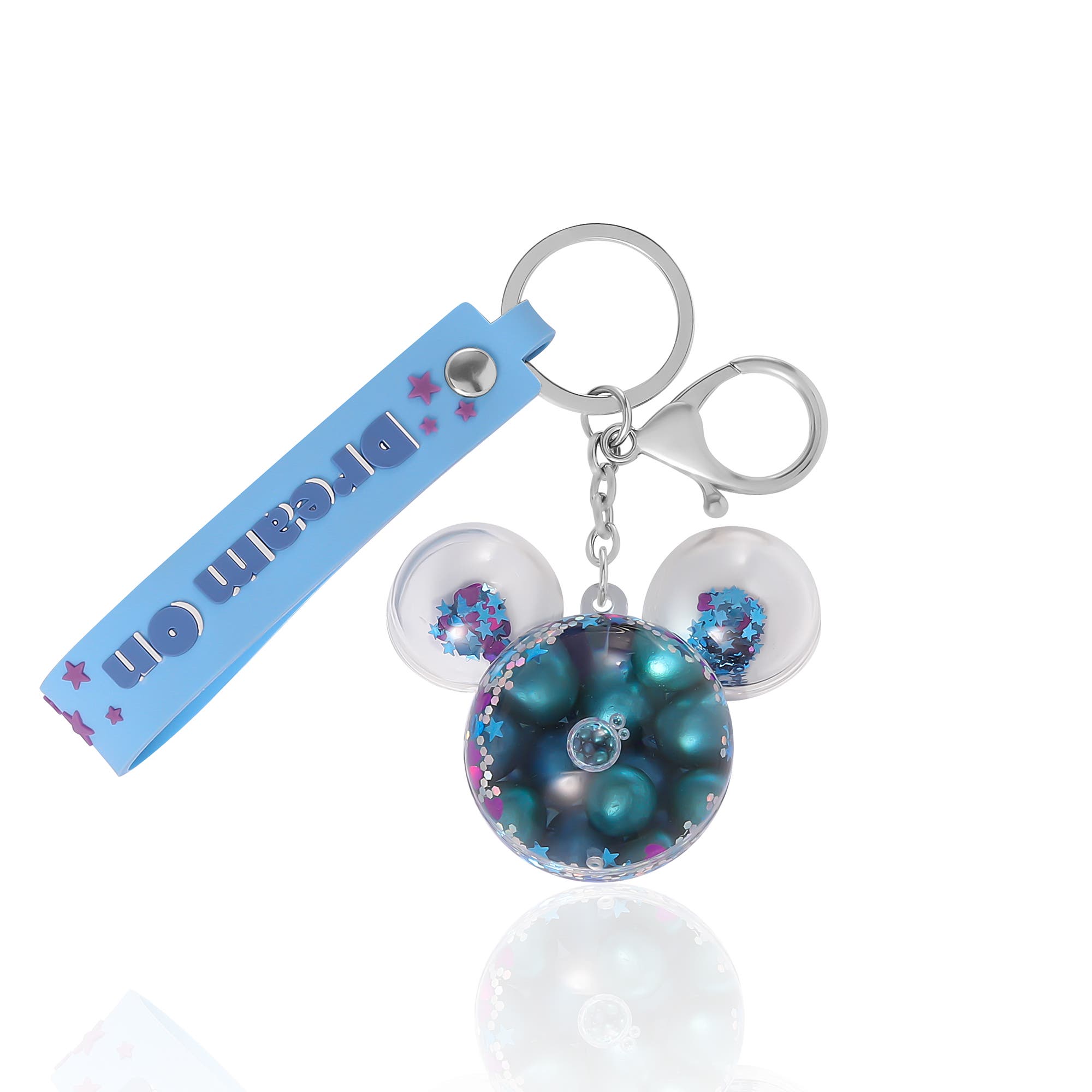 Disney Mickey Mouse Shaped Liquid Keychain, Main, color, Blue