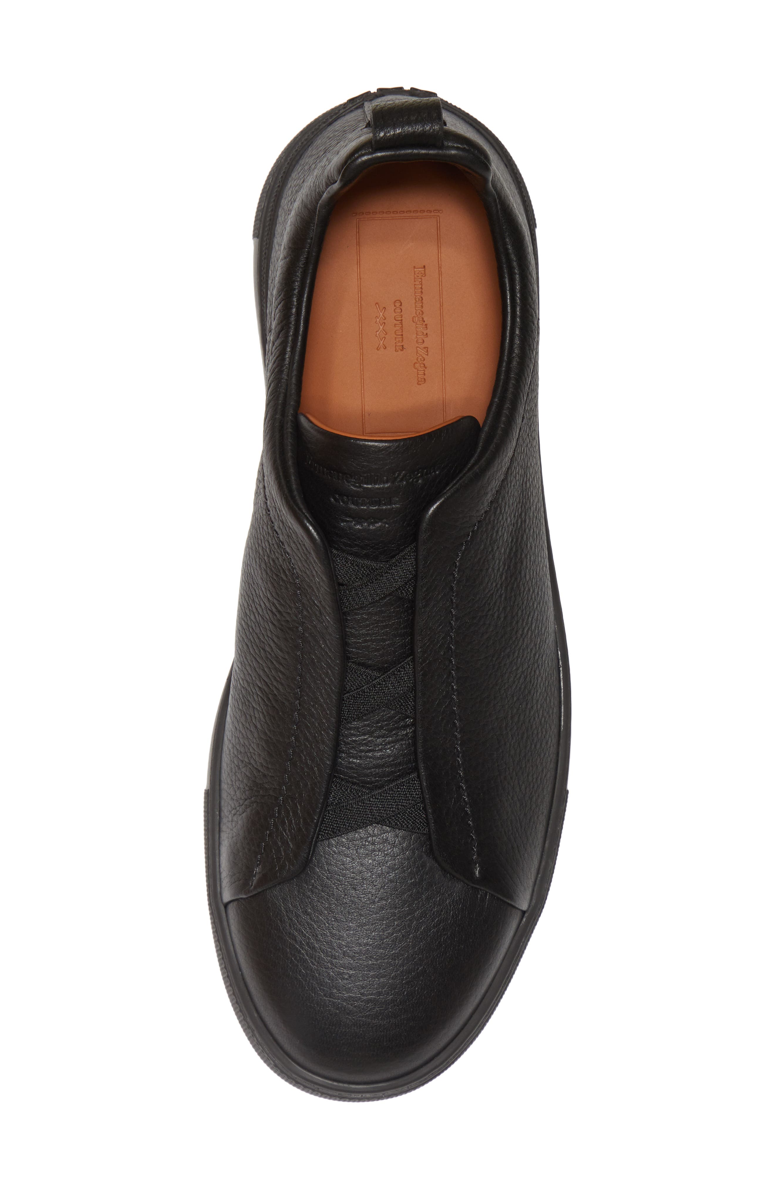 ZEGNA Triple Stitch Deerskin Leather Slip-On Sneaker, Alternate, color, 
