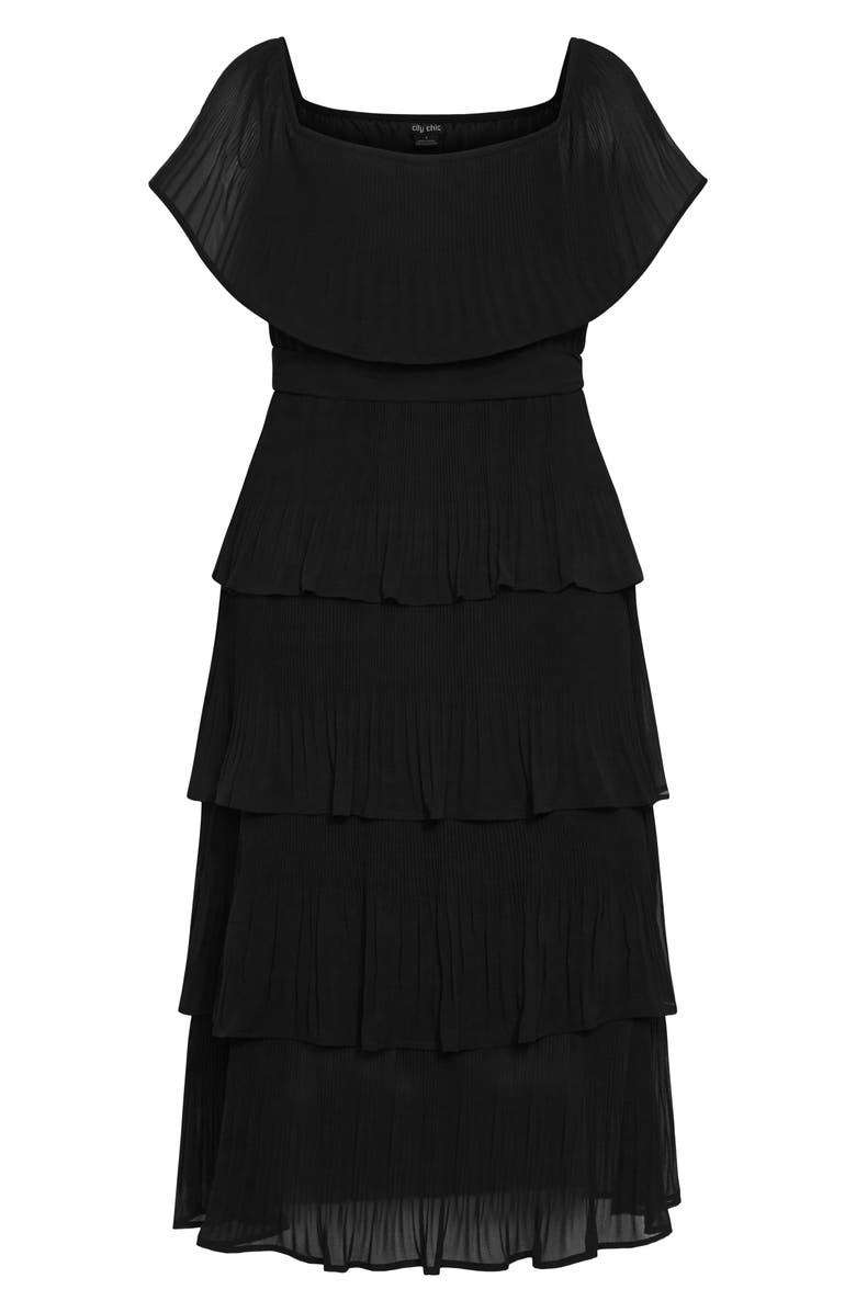 City Chic Night Garden Off the Shoulder Tiered Dress, Alternate, color, 