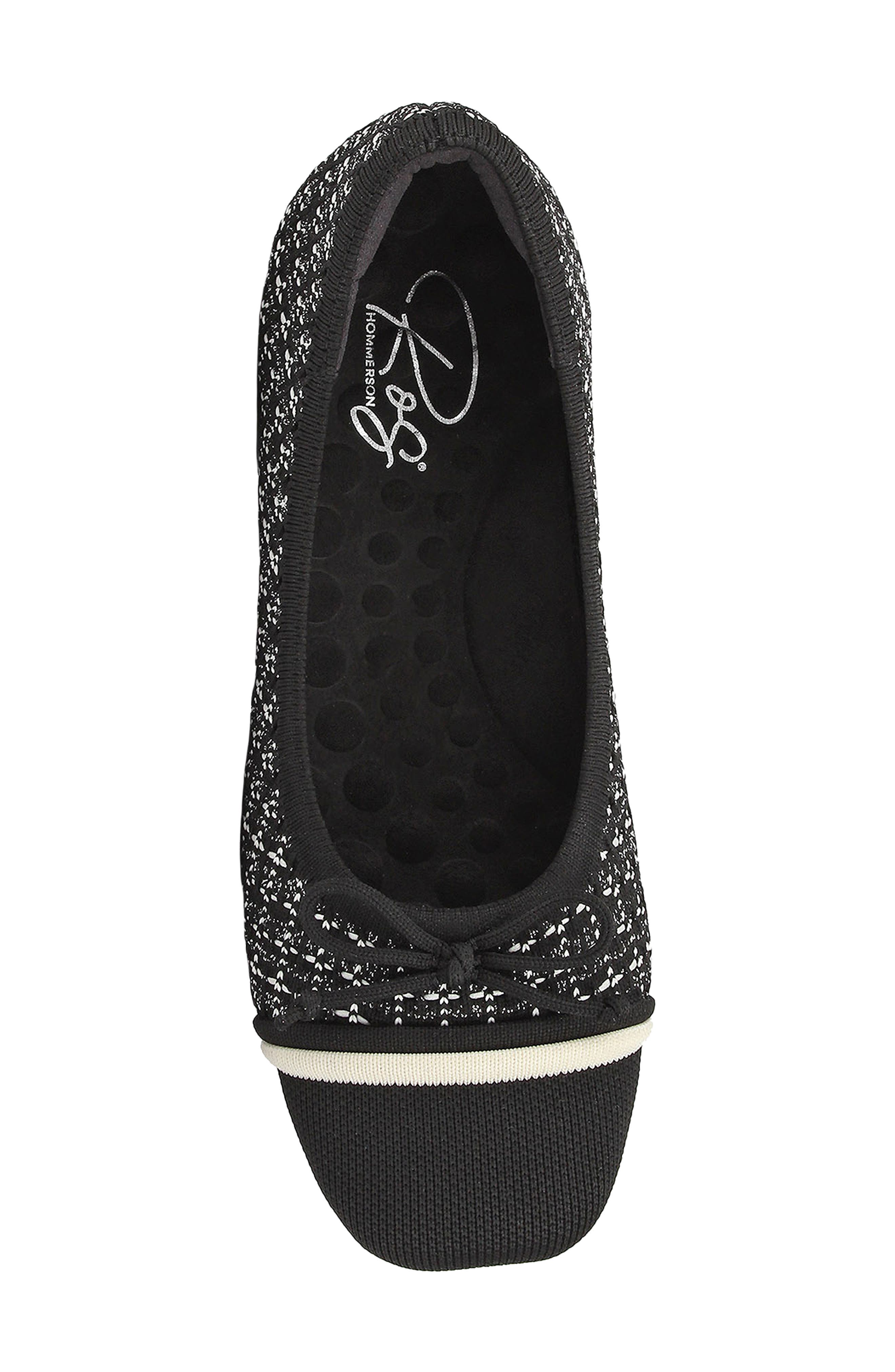 Ros Hommerson Noelle Cap Toe Ballet Flat, Alternate, color, Black Sparkle Knit