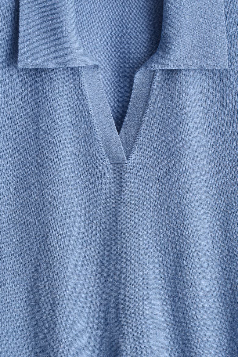 Knitted Linen-Merino Polo Shirt, Alternate, color, BLUE
