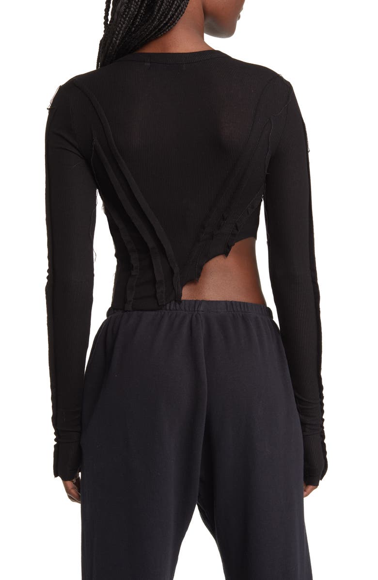 SAMI MIRO VINTAGE Asymmetric Long Sleeve Rib Top, Alternate, color, 