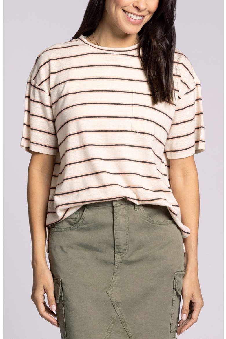 Kay Oversize Linen Blend T-Shirt, Main, color, BONE SOFT CORAL