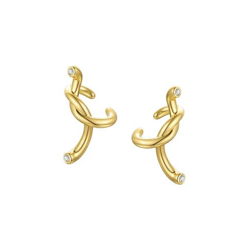 Twist Gold Pave Ear Cuff