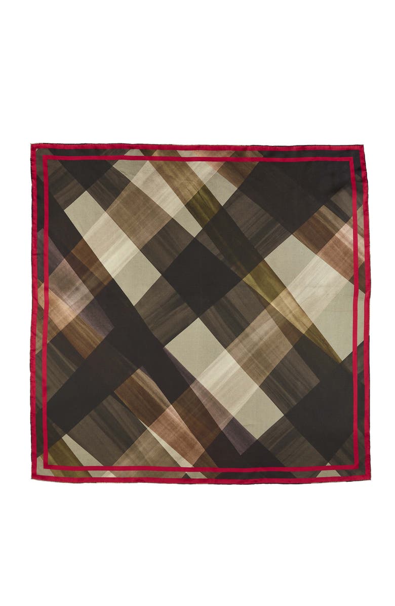 Kinross Cashmere Bias Plaid Print Scarf, Main, color, Black Multi