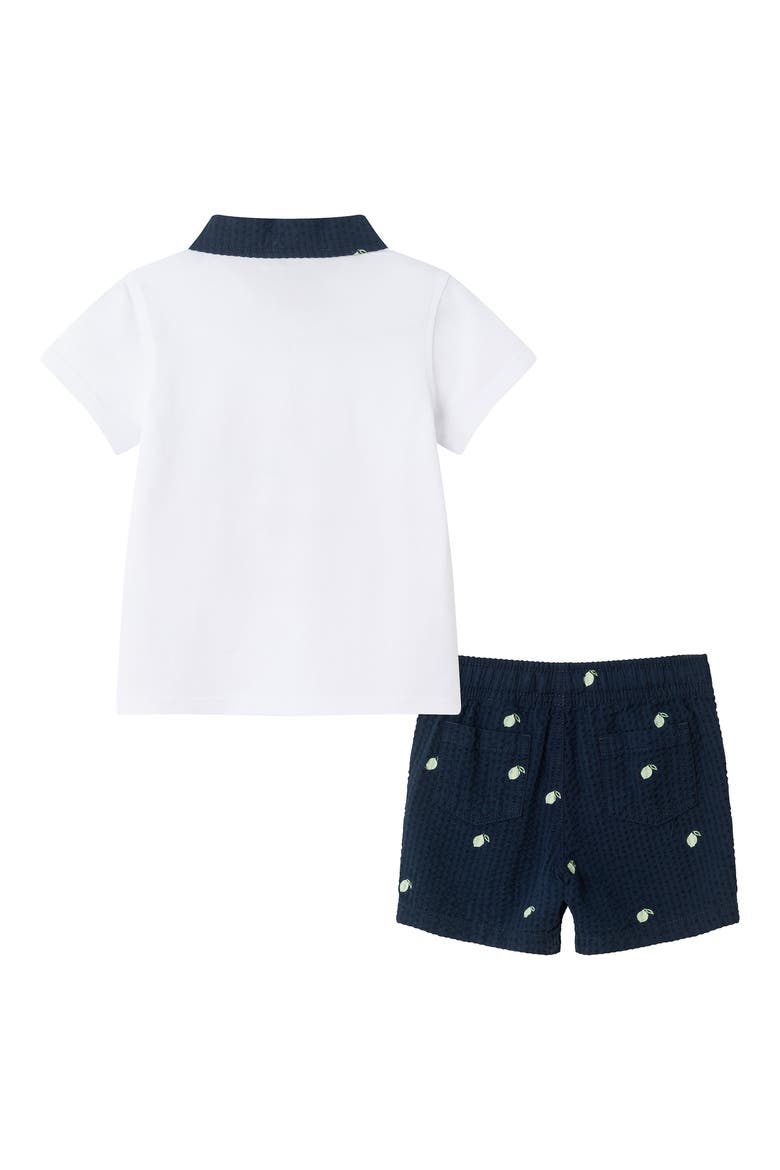Tipped Polo & Seersucker Shorts Set, Alternate, color, WHITE