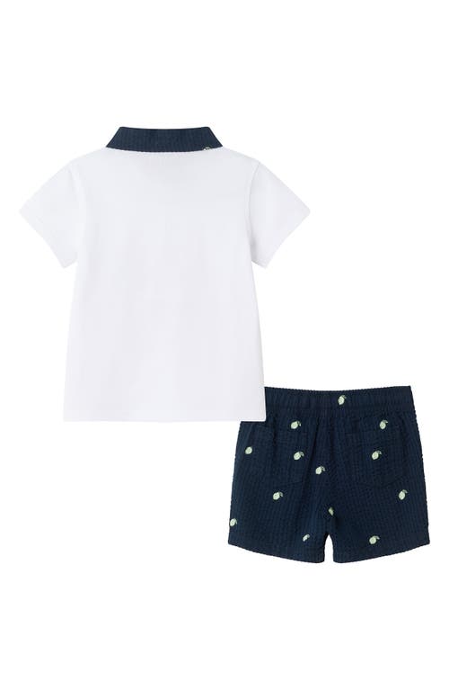 Andy & Evan Tipped Polo & Seersucker Shorts Set In White