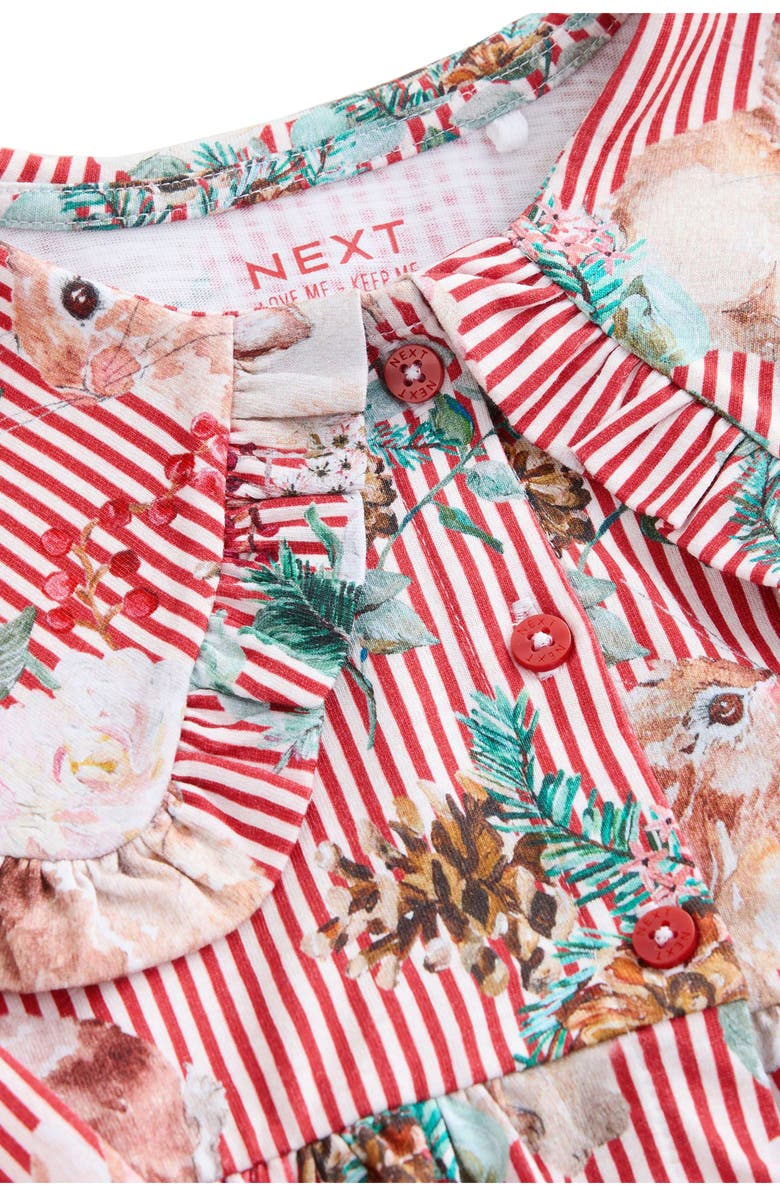 NEXT Kids' Bunny Stripe Long Sleeve Cotton Dress, Alternate, color, Multi