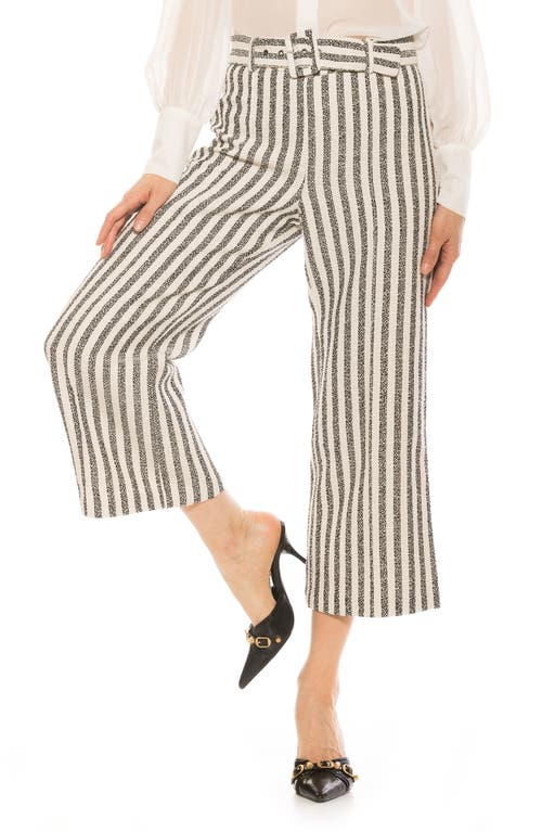 Alexia Admor Caden Tweed Wide Leg Pants In Navy Stripe