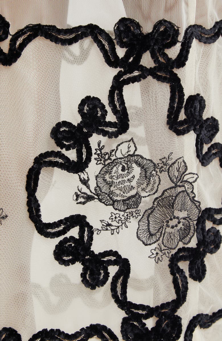 Simone Rocha Embroidered Sheer Pencil Skirt, Alternate, color, Nude