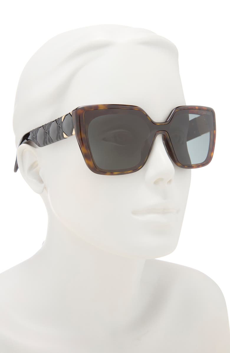 DIOR Lady 95.22 S2I 57mm Square Butterfly Sunglasses, Alternate, color, Dark Havana / Green