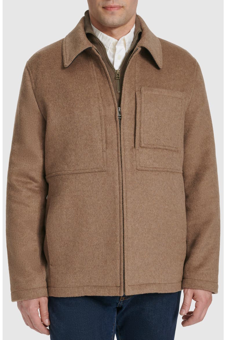 Felt Zip Front Shirt Jacket, Main, color, MUSHROOM