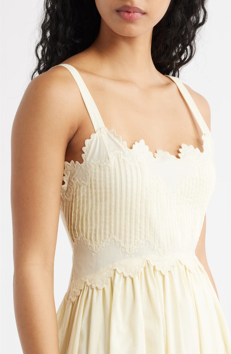 MOON RIVER Embroidered Sleeveless Cotton Midi Dress, Alternate, color, Butter Yellow