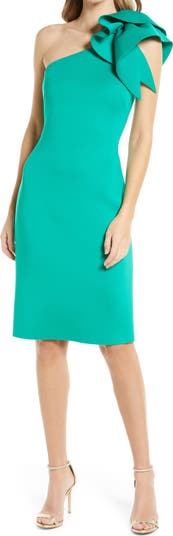 Eliza J One-Shoulder Scuba Crepe Cocktail Dress | Nordstrom