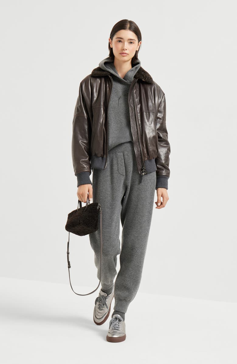 Brunello Cucinelli Cashmere English rib sweater, Alternate, color, Lead