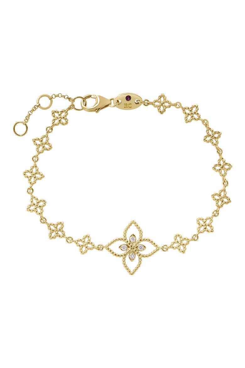 Principessa Diamond Flower Station Bracelet, Main, color, YELLOW