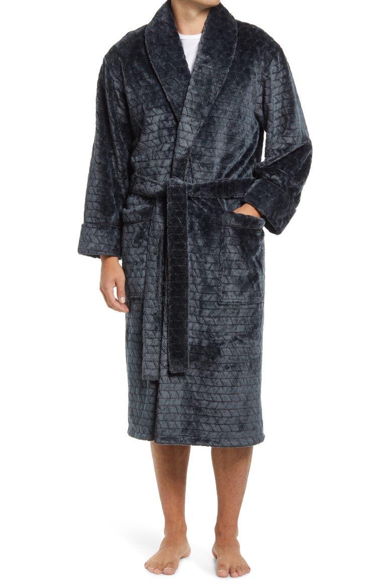 Jacquard Plush Robe, Main, color, CHARCOAL