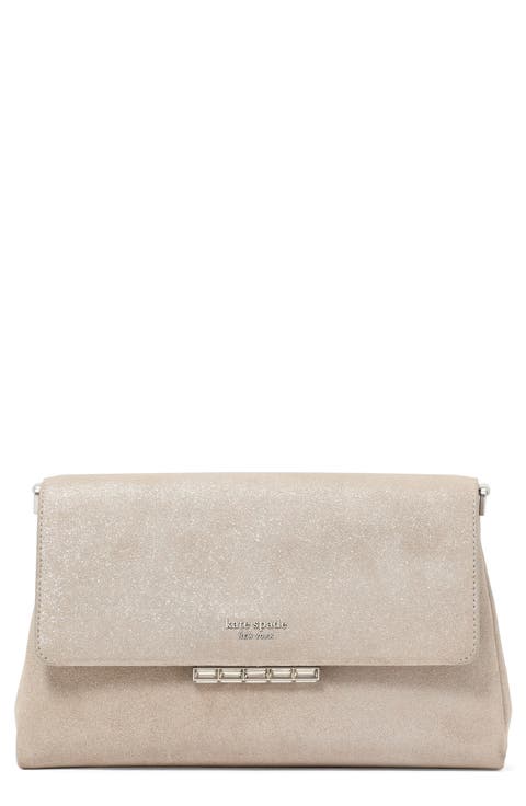 grace glitter suede clutch