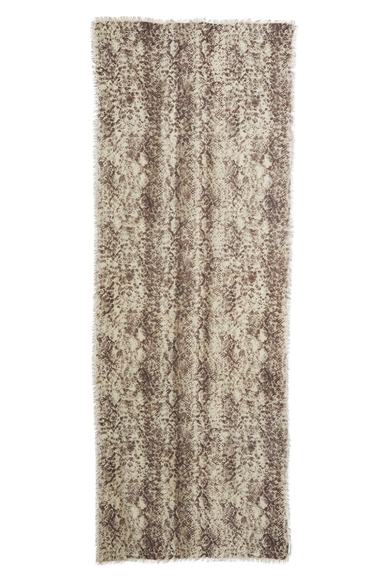 Eyelash Trim Print Cashmere & Silk Wrap, Alternate, color, TAN SLITHERING STRIPE
