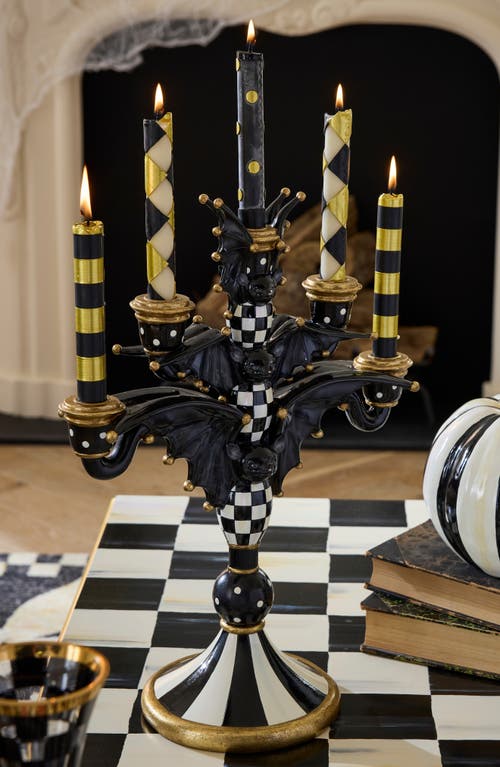 Mackenzie-childs Mackenzie Childs Courtly Check Bat Candelabra In Black