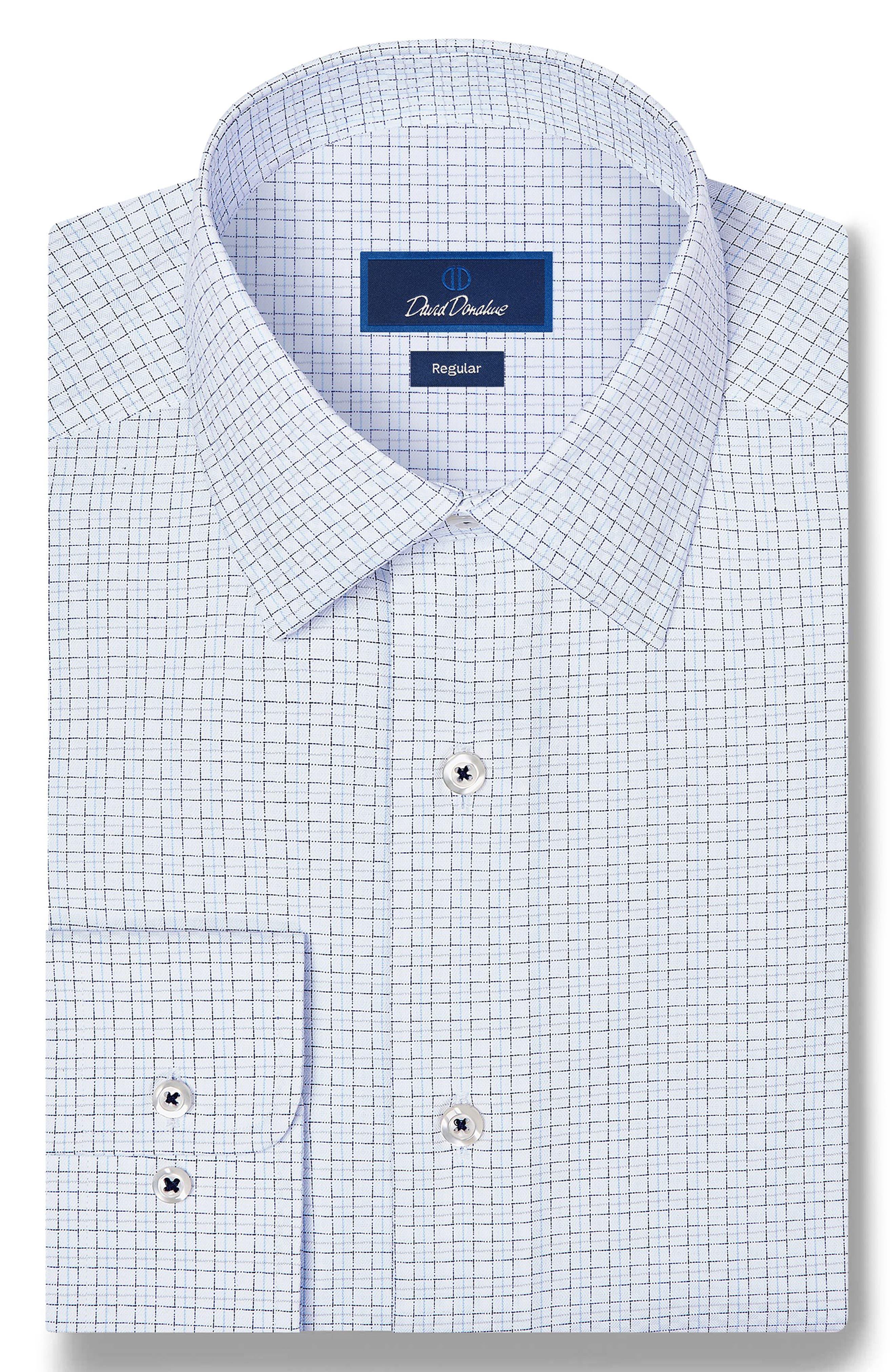 David Donahue Regular Fit Dobby Check Dress Shirt (Men) | Nordstrom