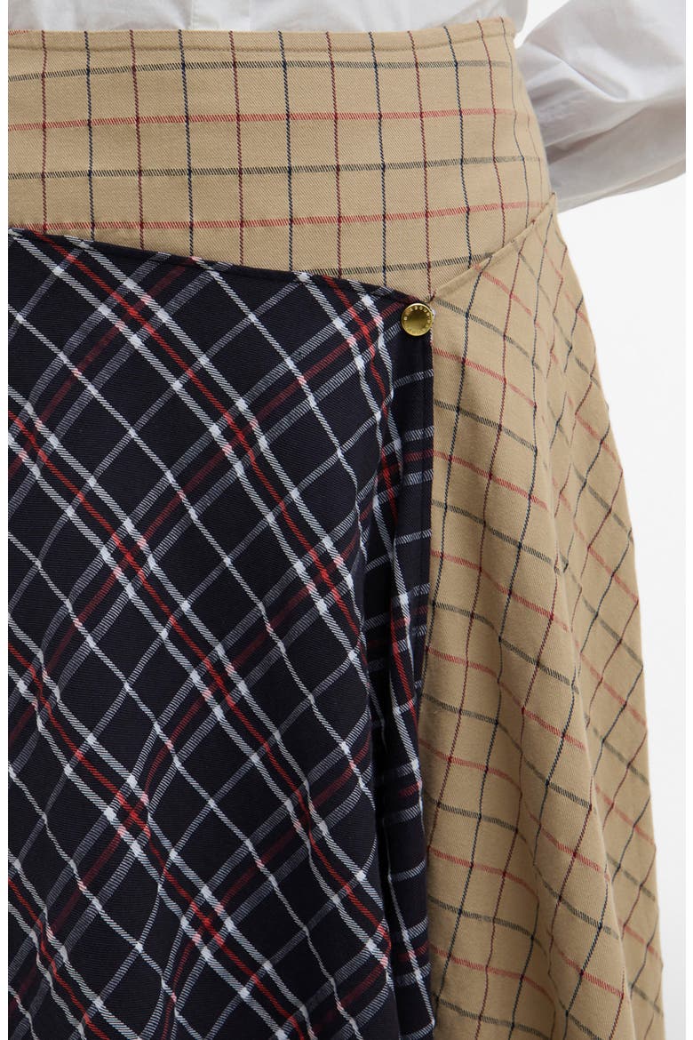 Dalbury Mix Tartan Asymmetric Maxi Skirt, Alternate, color, MULTI CHECK